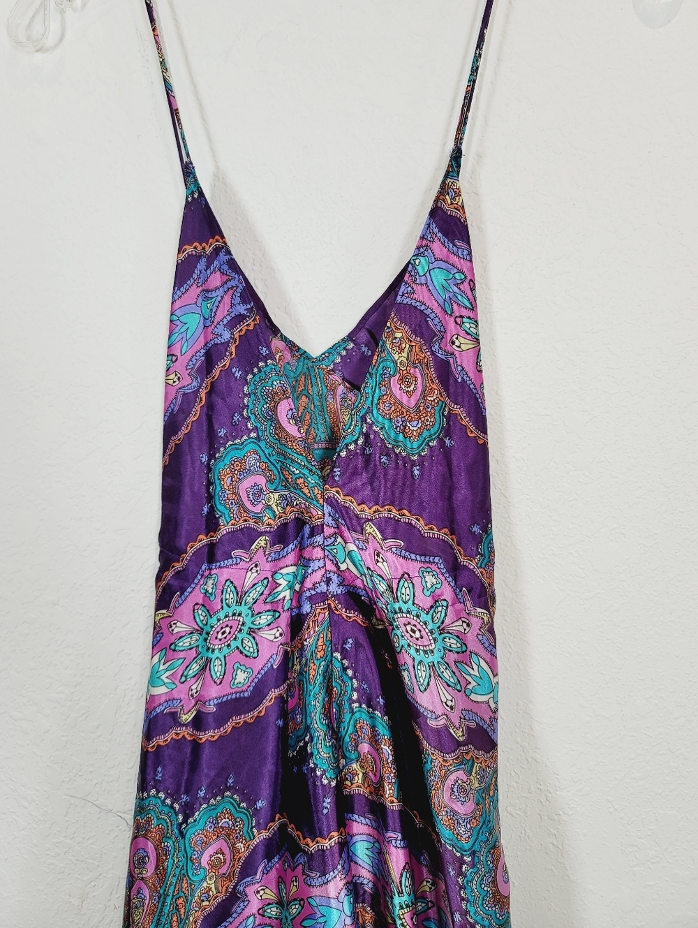 Rubber Ducky Purple Paisley Slip Dress with Teal Accents, Size M - Picture 3 of 5